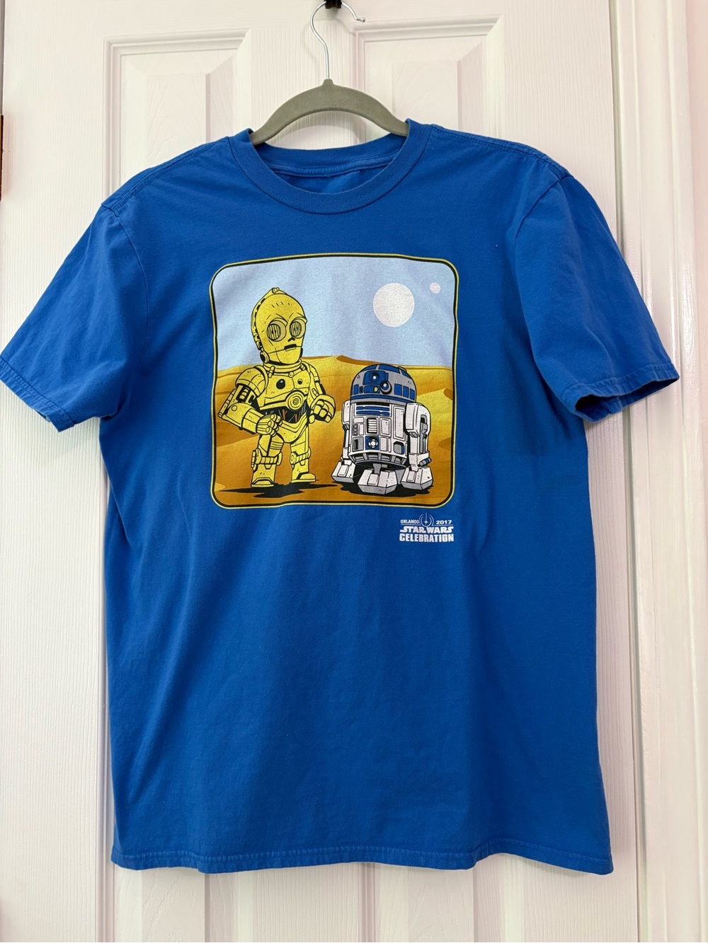 Star Wars Celebration Orlando 2017 C-3PO R2-D2 Graphic Tee Blue Large Rare